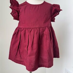 Cat & Jack Maroon Kids Blouse with Eyelet Sleeves